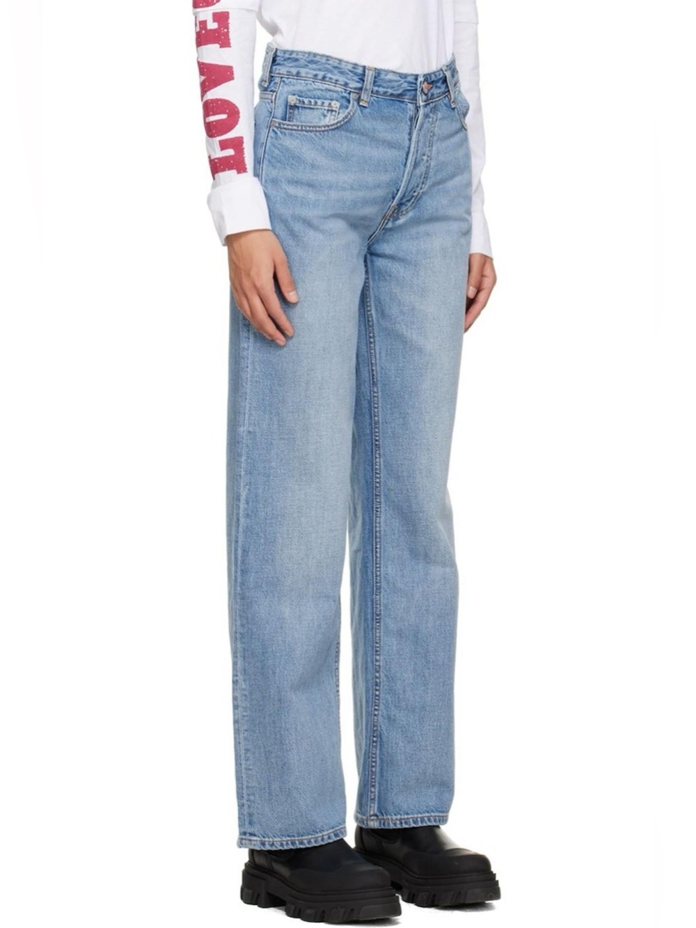 GANNI Izey Relaxed Fit Straight Leg Jeans In Light Vintage Blue Size 27 - Picture 2 of 14